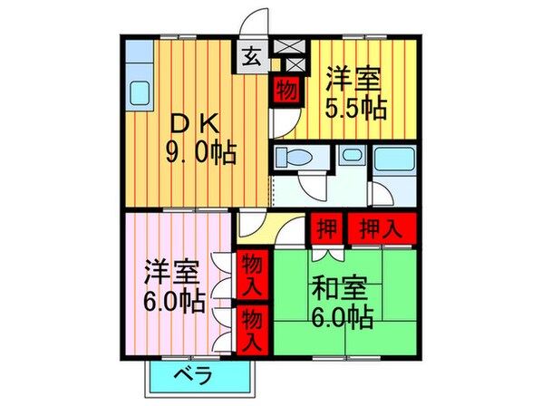 ラガーハイツⅡB棟の物件間取画像